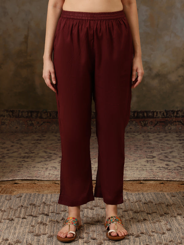 Florya Yoke Design Thread Work Pure Cotton Anarkali Kurta Set with Trousers & Dupatta