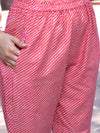 Pink Bandhani Printed Pure Cotton Angrakha Kurta With Trousers & Dupatta