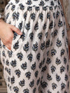 Navy Blue Floral Printed Pure Cotton Anarkali Kurta With Trouser & Dupatta