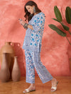 Indira Block Printed Pure Cotton Top with Trouser Co-ord Set