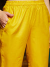 Yellow Floral Embroidered Gotta Patti Straight Kurta & Trouser With Dupatta