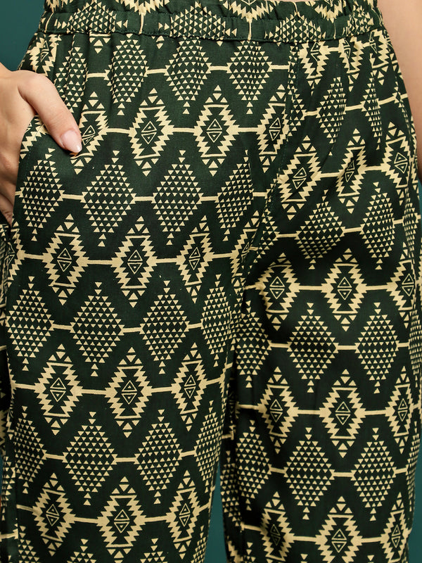 Forest Muse Printed Rayon Tunic & Trouser Co-Ord Set