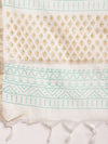 Blue & Gold Ethnic Motifs Printed Pure Cotton Kurta With Trouser & Dupatta