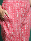 Red Printed Pure Cotton Kurta With Trouser & Dupatta