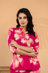 Fuchsia Bloom – Pure Cotton Floral Printed Co-Ord Set for Women