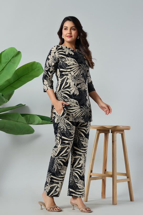Noir Palm Luxe Co-Ord Set