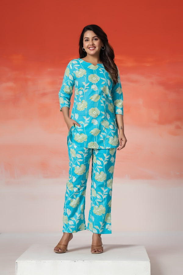 Aqua Bloom Premium Co-Ord Set