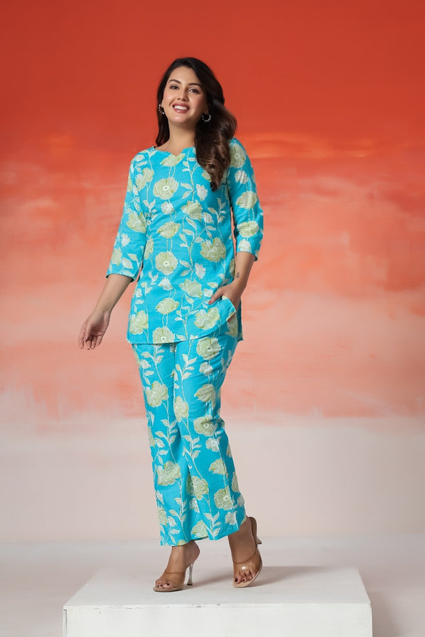 Aqua Bloom Premium Co-Ord Set