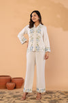 Celeste Bloom – Premium Cotton Flex Embroidered Shirt & Pant Co-Ord Set