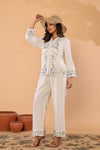 Celeste Bloom – Premium Cotton Flex Embroidered Shirt & Pant Co-Ord Set