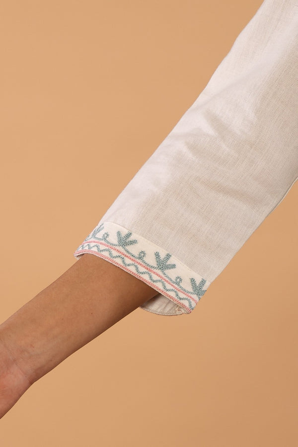 Ivory Petals – Cotton Flex Floral Embroidered Top