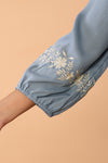 Celeste Bloom – Premium Crape Embroidered V-Neck Top