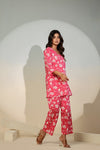 Pink Floral Co-Ord Set for Women – Casual Cotton Lounge Wear