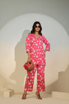 Pink Floral Co-Ord Set for Women – Casual Cotton Lounge Wear