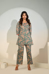 Women’s Teal Floral Co-Ord Set – Printed