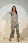Women’s Teal Floral Co-Ord Set – Printed