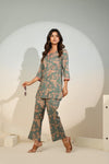 Women’s Teal Floral Co-Ord Set – Printed
