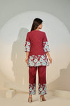 Maroon Bloom Luxe Co-Ord Set
