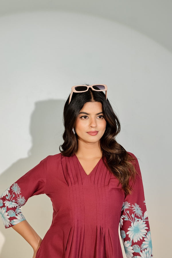 Maroon Bloom Luxe Co-Ord Set