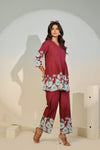 Maroon Bloom Luxe Co-Ord Set