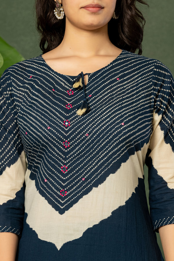 Indigo Heritage – Premium Cotton Kurta Pant with Dupatta Set