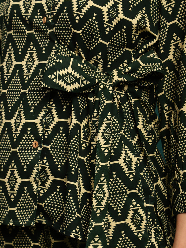 Forest Muse Printed Rayon Tunic & Trouser Co-Ord Set