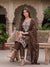 Cocoa Bloom – Brown Floral Embroidered Kurta Pant with Dupatta Set